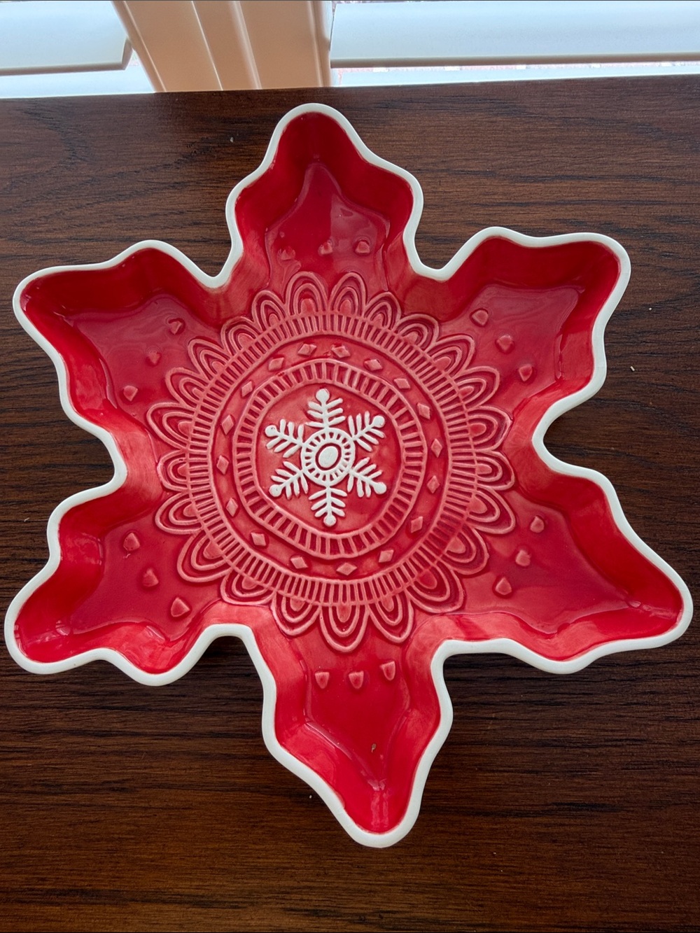 Hallmark Red Snowflake Shaped Dish